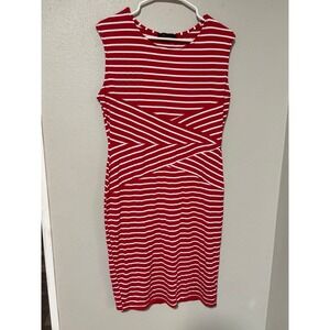 Viwenni Lightweight Women's Knee Length Dress Size XL Red & White Preowned